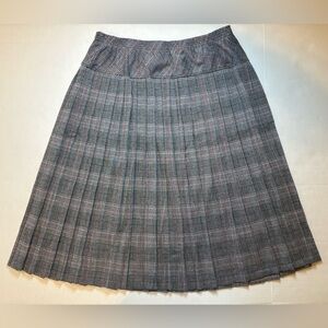 Vintage Alfred Dunner gray & white plaid pleated long skirt size 20